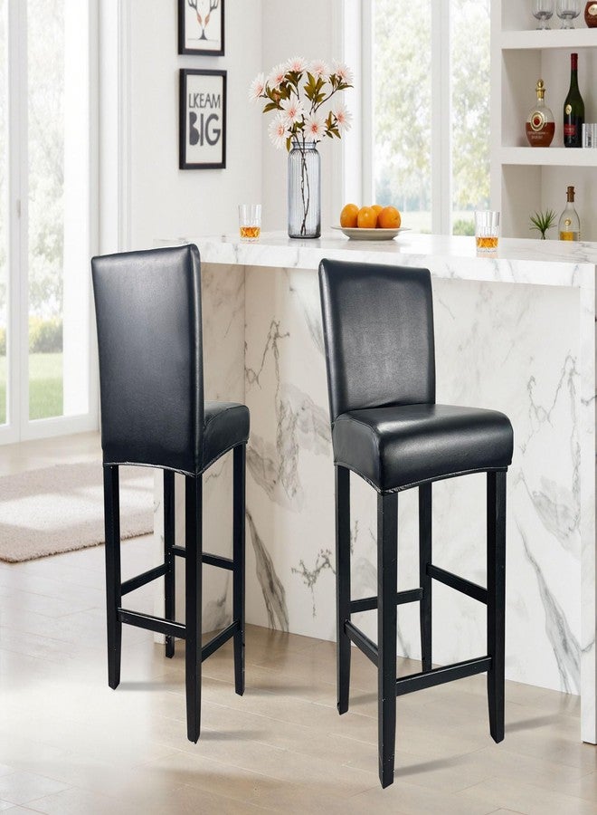 أغطية كراسي بار من الجلد الصناعي مع مساند ظهر، أغطية كراسي بار مقاومة للماء، قابلة للغسل والمسح، أغطية كراسي بار عالية الظهر، واقيات كراسي للحانات والمقاهي وغرف الطعام (أسود، عبوة من 4 قطع) - Image 2